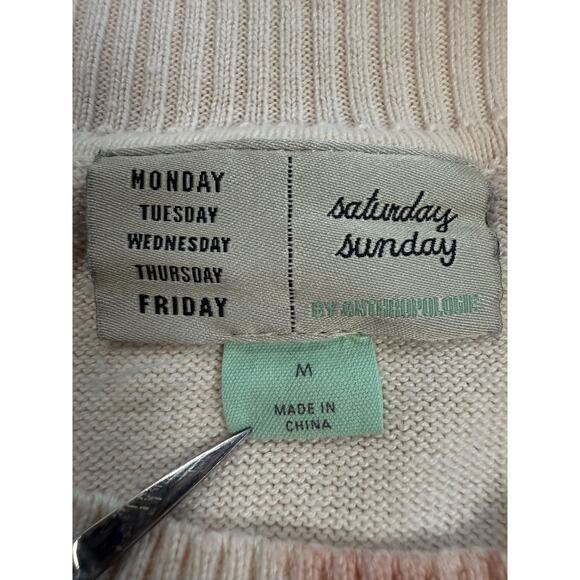 Saturday Sunday by Anthropologie Crewneck Sweater Pink Tan Size MEDIUM - Picture 9 of 11